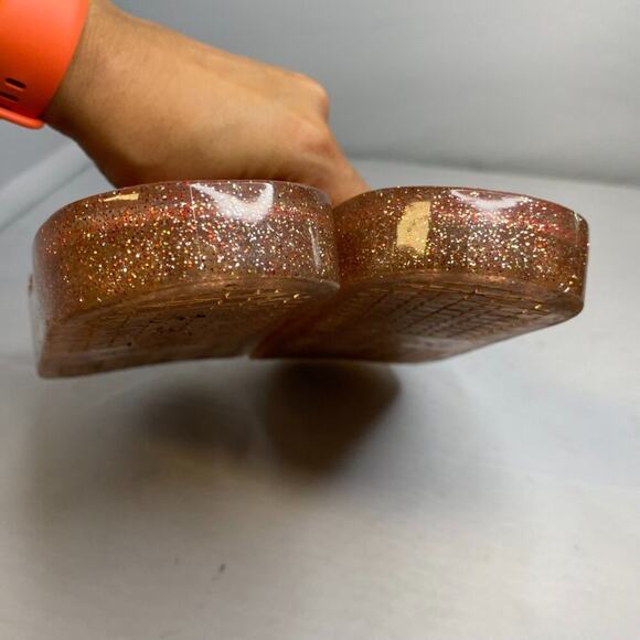 Kate Spade NY W7 Splash Glitter Jelly Slides Pink Sparkly Flower Sandals, - Picture 4 of 6